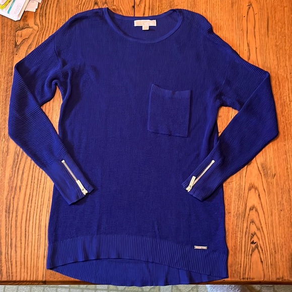 Michael Kors Sweaters - Like new Michael Kors royal blue long waffle knit sweater